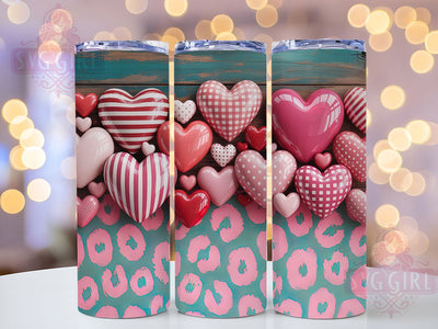 Pink Leopard Valentine Tumbler, Pink Hearts Tumbler, Leopard 20oz Wrap, Sublimation Design, Stylish Gift Idea, Leopard Heart Wrap, Valentine Leopard Tumbler Sublimation SvggirlplusArt 