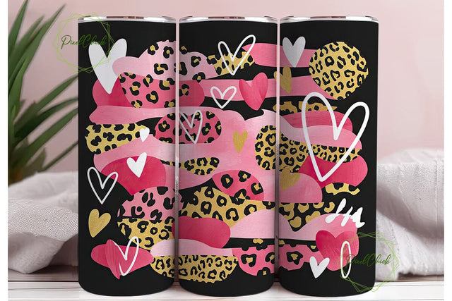 Pink Leopard Valentine's 20oz Tumbler Sublimation PixelChick 