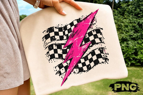 Pink Lightning Bolt Sublimation Design PNG SVG DesignDestine 