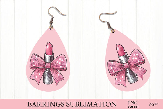 Pink Lipstick Coquette Earring PNG. Valentine’s Day PNG Sublimation Olga Terlyanskaya 