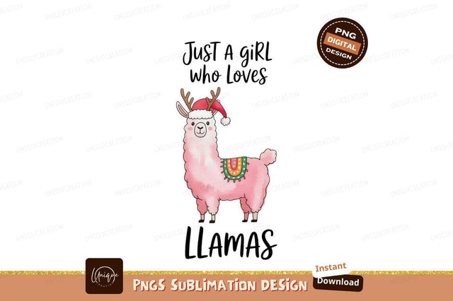Pink llama festive holiday christmas Sublimation Designangry 