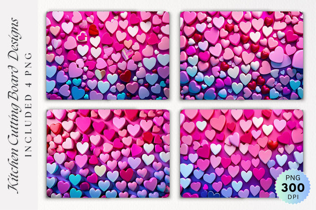 Pink Love Hearts Cutting board PNG Design Sublimation Regulrcrative 