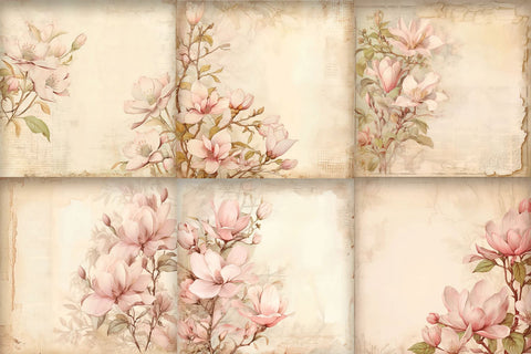 Pink Magnolia Digital Papers, Distressed Vintage Background Digital Pattern BijouBay 