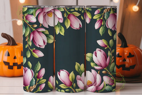 Pink Magnolia Watercolor 20oz Tumbler Sublimation PixelChick 