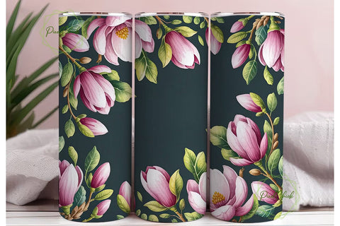 Pink Magnolia Watercolor 20oz Tumbler Sublimation PixelChick 