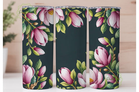 Pink Magnolia Watercolor 20oz Tumbler Sublimation PixelChick 