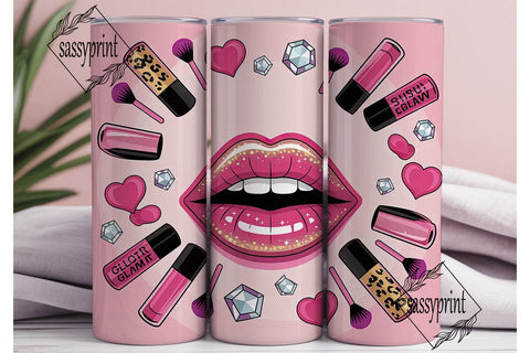 Pink Makeup Glam 20oz Tumbler Sublimation sassyprint 
