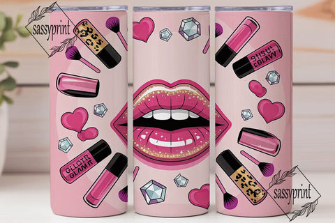 Pink Makeup Glam 20oz Tumbler Sublimation sassyprint 