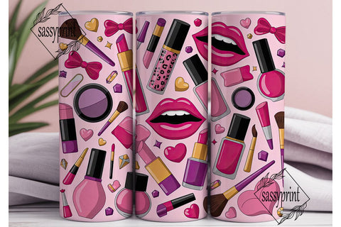 Pink Makeup Glam 20oz Tumbler Sublimation sassyprint 
