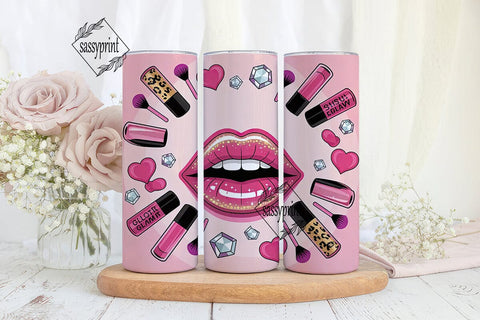 Pink Makeup Glam 20oz Tumbler Sublimation sassyprint 