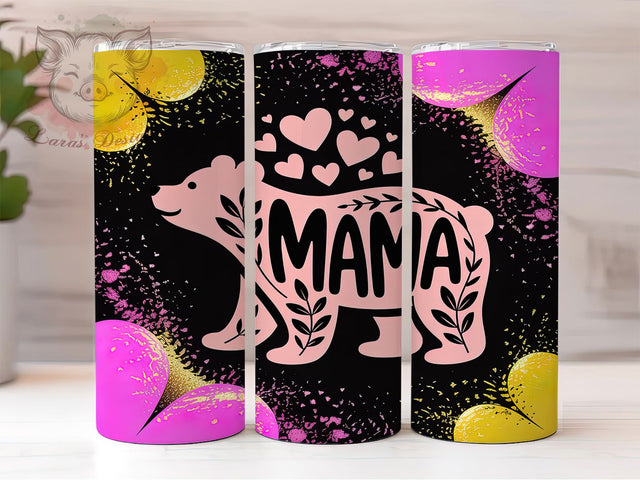 Pink Mama Bear Tumbler, Bear Tumbler, Mom Life Design, 20Oz Wrap Art, Cute Sublimation, Mama Bear Gift, Pink Tumbler Sublimation Lara' s Designs 