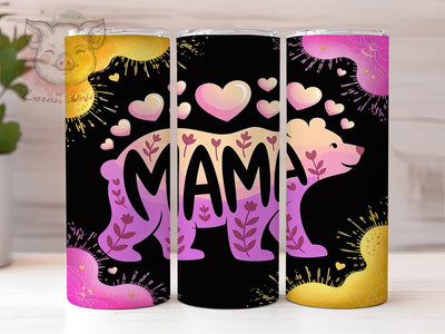 Pink Mama Bear Tumbler, Bear Tumbler, Mom Life Design, 20Oz Wrap Art, Cute Sublimation, Mama Bear Gift, Pink Tumbler Sublimation Lara' s Designs 