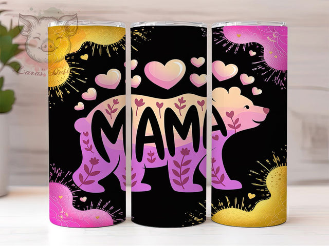 Pink Mama Bear Tumbler, Bear Tumbler, Mom Life Design, 20Oz Wrap Art, Cute Sublimation, Mama Bear Gift, Pink Tumbler Sublimation Lara' s Designs 