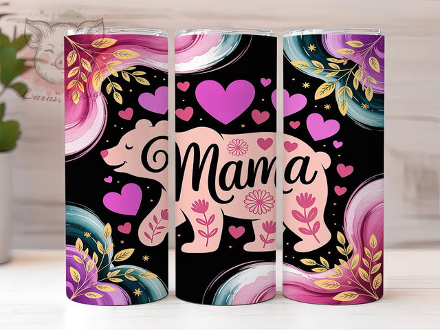 Pink Mama Bear Tumbler, Bear Tumbler, Mom Life Design, 20Oz Wrap Art, Cute Sublimation, Mama Bear Gift, Pink Tumbler Sublimation Lara' s Designs 