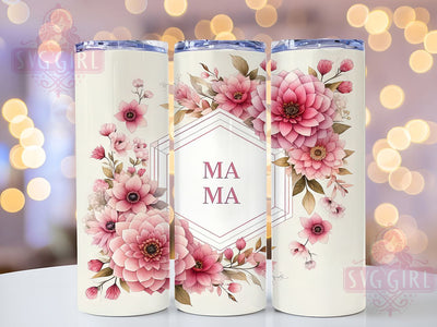 Pink Mama Floral 20oz Cute Boho Tumbler, Floral Mom Tumbler, Flower Print Tumbler, 20oz Sublimation Wrap, Cute Aesthetic Tumbler, Mother's Day Gift, Boho Mama Tumbler Sublimation SvggirlplusArt 