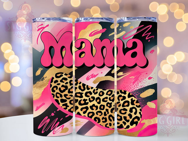 Pink Mama Leopard 20oz Tumbler, Leopard Abstract Design, Sublimation Wrap, 20oz Tumbler Design, PNG Tumbler Wrap, Animal Print, Mom Gift Sublimation SvggirlplusArt 