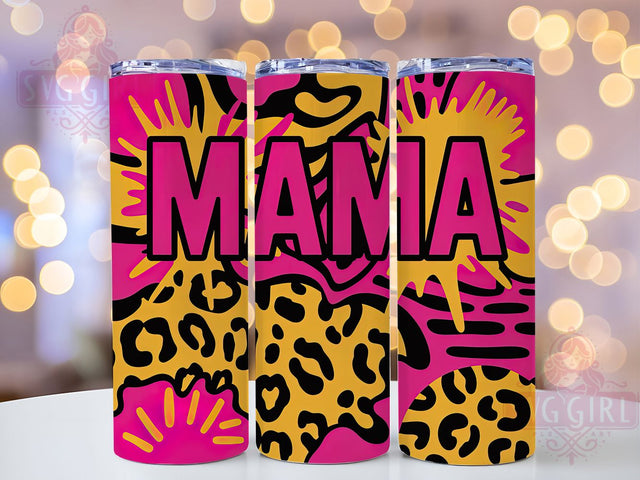 Pink Mama Leopard 20oz Tumbler, Leopard Abstract Design, Sublimation Wrap, 20oz Tumbler Design, PNG Tumbler Wrap, Animal Print, Mom Gift Sublimation SvggirlplusArt 