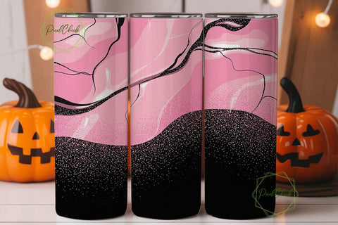 Pink Marble & Black Glitter 20oz Tumbler Sublimation PixelChick 