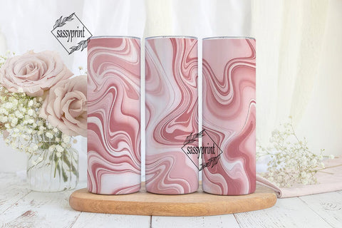 Pink Marble Fluid Art 20oz Tumbler Wrap Sublimation sassyprint 