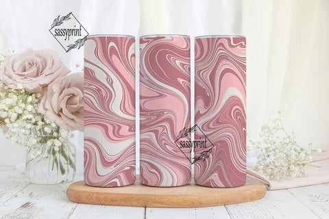 Pink Marble Fluid Art 20oz Tumbler Wrap Sublimation sassyprint 