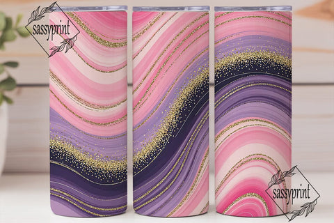 Pink Marble Glitter 20oz Tumbler Wrap Sublimation sassyprint 