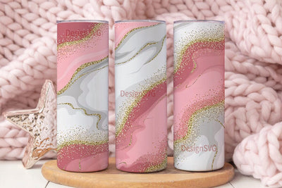 Pink Marble & Gold Glitter 20oz Sublimation DesignSVG 