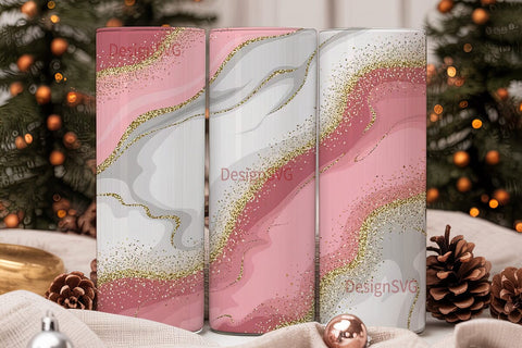 Pink Marble & Gold Glitter 20oz Sublimation DesignSVG 