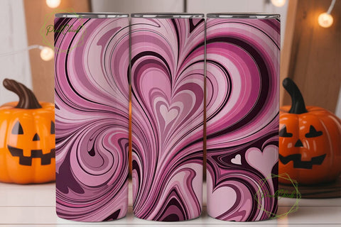 Pink Marble Heart 20oz Tumbler Wrap Sublimation PixelChick 