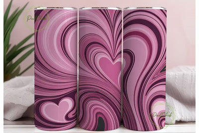 Pink Marble Heart 20oz Tumbler Wrap Sublimation PixelChick 