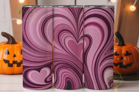 Pink Marble Heart 20oz Tumbler Wrap Sublimation PixelChick 