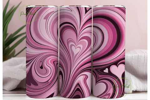 Pink Marble Heart 20oz Tumbler Wrap Sublimation PixelChick 
