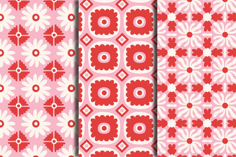 Pink Mediterranean Tiles Seamless Patterns & Digital Papers Digital Pattern Rin Green 