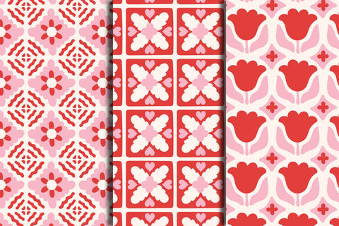 Pink Mediterranean Tiles Seamless Patterns & Digital Papers Digital Pattern Rin Green 