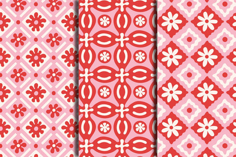 Pink Mediterranean Tiles Seamless Patterns & Digital Papers Digital Pattern Rin Green 