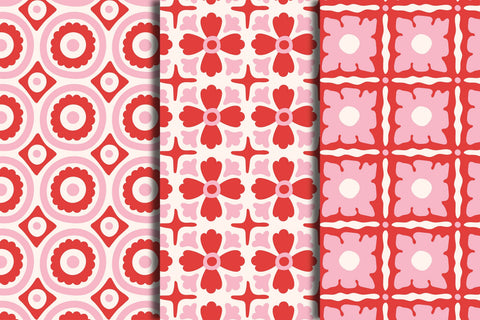 Pink Mediterranean Tiles Seamless Patterns & Digital Papers Digital Pattern Rin Green 