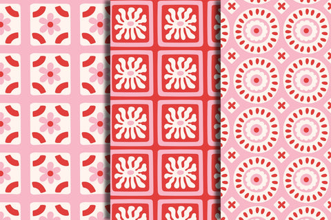 Pink Mediterranean Tiles Seamless Patterns & Digital Papers Digital Pattern Rin Green 