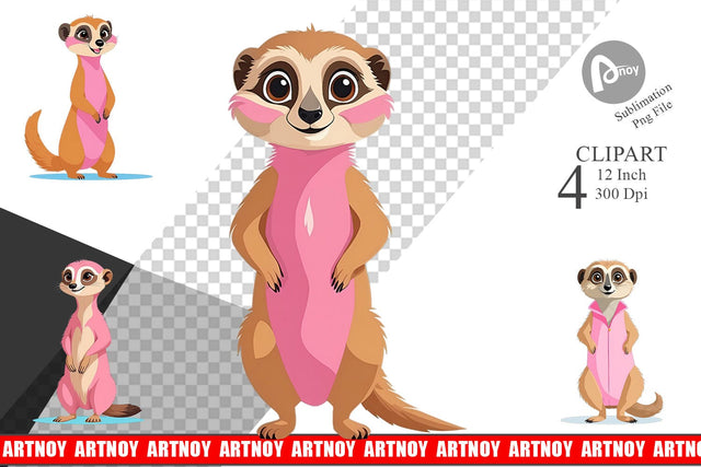 Pink Meerkat Valentine Clipart Sublimation artnoy 