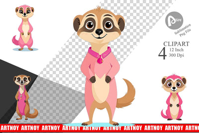 Pink Meerkat Valentine Clipart Sublimation artnoy 