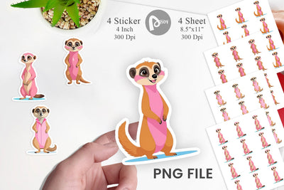 Pink Meerkat Valentine Sticker Sublimation artnoy 
