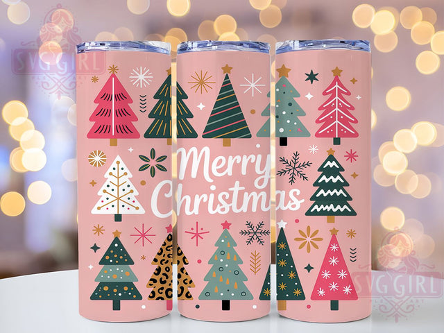 Pink Merry Xmas Christmas Tumbler, Merry Xmas Sublimation Design, Holiday Drinkware Wrap, 20oz Skinny Tumbler Wrap, Cute Pink Holiday Wrap, Festive Xmas Tumbler Design, Girly Christmas Sublimation Sublimation SvggirlplusArt 
