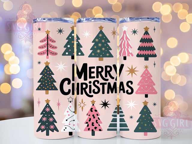 Pink Merry Xmas Christmas Tumbler, Merry Xmas Sublimation Design, Holiday Drinkware Wrap, 20oz Skinny Tumbler Wrap, Cute Pink Holiday Wrap, Festive Xmas Tumbler Design, Girly Christmas Sublimation Sublimation SvggirlplusArt 