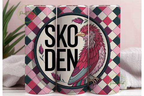 Pink Mosaic Bird 20oz Tumbler Design Sublimation PixelChick 