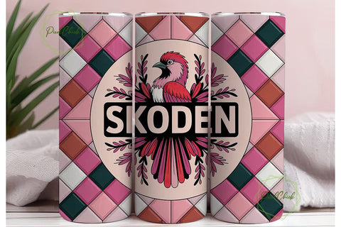 Pink Mosaic Bird 20oz Tumbler Design Sublimation PixelChick 