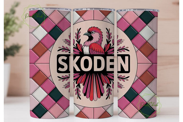 Pink Mosaic Bird 20oz Tumbler Design Sublimation PixelChick 