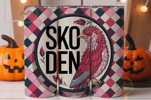 Pink Mosaic Bird 20oz Tumbler Design Sublimation PixelChick 