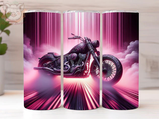 Pink Motorcycle 20oz Tumbler Png, Straight & Tapered Tumbler Png, Girl's Motorcycle Tumbler Png, Digital Download PNG Sublimation Lara' s Designs 