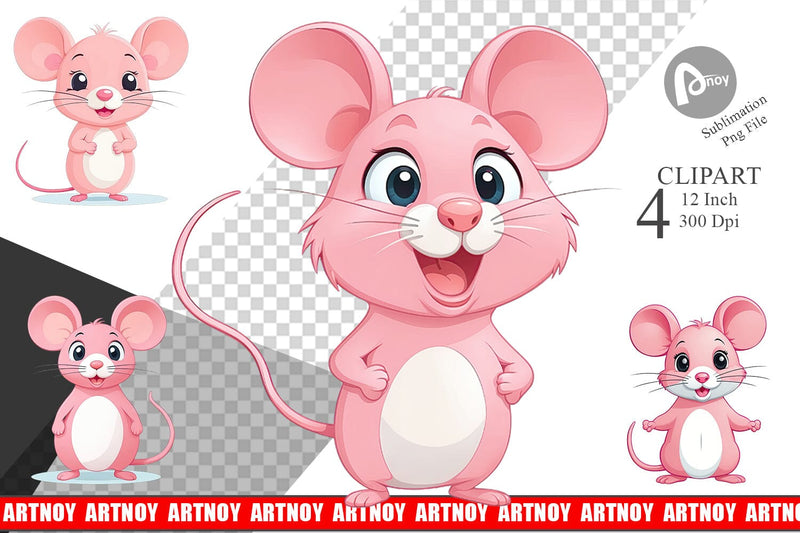 Pink Mouse Valentine Clipart Sublimation artnoy 