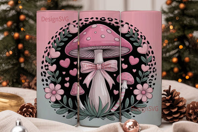 Pink Mushroom Valentine 20oz Tumbler Sublimation DesignSVG 