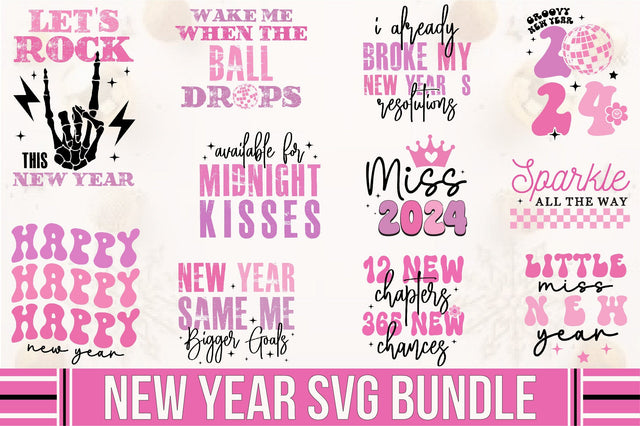 Pink New Year SVG Bundle SVG SVGista 