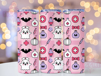 Pink Nurse Ghost Halloween Tumbler Wrap, Halloween Nurse Wrap, 20Oz Sublimation Design, Kawaii Nurse Cup, Spooky Medical Drinkware, Cute Ghost Tumbler, Nurse Halloween Mug Design Sublimation SvggirlplusArt 